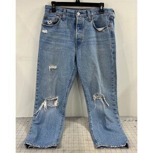 Levi’s 501 W29 L26 Distressed Light Wash Denim Jeans Women’s 29x26 Button Fly